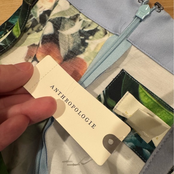 NWT Anthropologie Maeve Orange Grove Blue Midi Dress size 12 - Picture 10 of 11